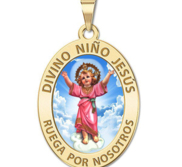 Divino Nino Jesus Oval Religious Color Medal