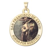 San Francisco de Assisi Round Religious Color Medal  EXCLUSIVE 