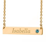 Personalized Horizontal Name Necklace with Birthstone   18  Chain