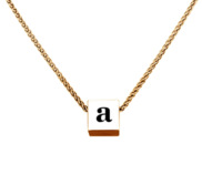 Petite 3D Cube Necklace with Initial   18  Chain Included