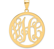 Round Vine Script 3 Letter Monogram Cut Out Necklace with Chain Included