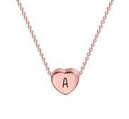 Petite Heart Initial Necklace with 16  Rolo Chain