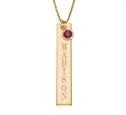 Personalized Vertical Name Necklace with Birthstone Charm   18  Chain