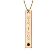 Personalized Vertical Name Necklace with Birthstone   18  Chain