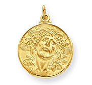 14K Yellow Gold  Ecce  Homo  Christ Head Thick Round Charm