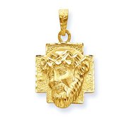 14K Gold Christ Head Diamond Cut Round