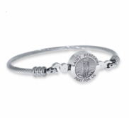 Stainless Steel Saint Peregrine Bangle Bracelet