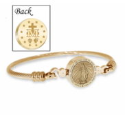 Stainless Steel Miraculous Medal   Virgin Mary Bangle Bracelet