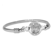 Stainless Steel Jesus Mary Joseph Bangle Bracelet