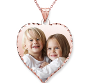 14k Rose Gold Plated Heart Photo Pendant w  18 Inch Chain