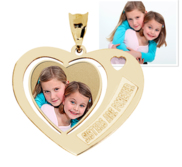 Sisters are Forever Heart Shaped Etched Photo Pendant