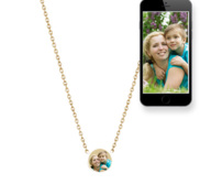 Petite Round Photo Engraved Necklace w  18  Chain