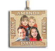 Square Photo Pendant w  4 Names Etched