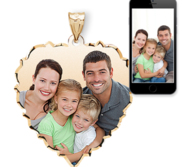 Small Scalloped Heart with Dia  Cut Edge Photo Pendant Picture Charm