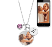 Petite Photo Engraved Charm w  Engravable Disc   Birthstone