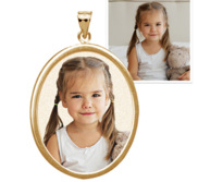 Oval w  Bezel Frame Photo Engraved Pendant