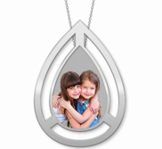 Photo Engraved Floating Teardrop Pendant