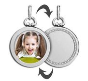 Sterling Silver Open Face Photo Pendant w  Engravable Back