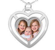 Photo Engraved Floating Heart Pendant