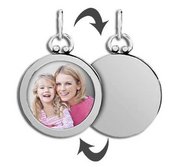 Sterling Silver Open Face Photo Pendant w  Engravable Back