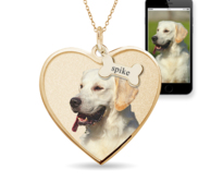 Photo Pendant Heart Necklace w  Personalized Dog Bone Tags