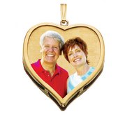 14K Large Heart w  Bezel Frame Photo Pendant Picture Charm