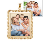 Square with Rope Frame Photo Pendant Picture Charm