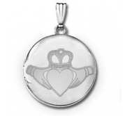 Sterling Silver Claddagh Round Photo Locket