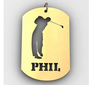 Personalized Male Golfer Name Dog Tag Cut Out Pendant