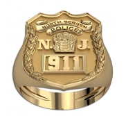 Personalized New Jersey Police Badge Ring with Number   Department