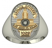 Personalized Los Angeles California Police Badge Ring with Badge Nu