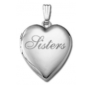 14k White Gold   Sisters    Hearts Locket