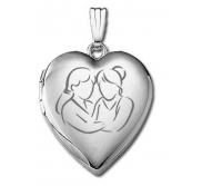 14k White Gold   Sisters Devotion    Hearts Locket