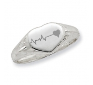 Womens Custom Heart Shaped Fingerprint Signet Ring