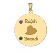 Personalized Couples Round Pendant With Two Birthstones   Names