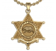 Personalized 6 Point Star Sheriff Badge Necklace or Charm   Shape 2