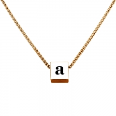 Petite 3D Cube Necklace with Initial   18  Chain Included