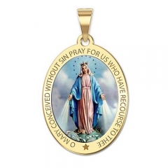 Miraculous Medal  EXCLUSIVE  Color Oval Pendant