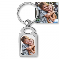 Stainless Steel Engravable Rectangle Photo Laser Keychain