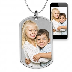 Stainless Steel Photo Dog Tag Photo Pendant w  24 inch Ball Chain