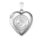 Sterling Silver Marine Corps Heart Locket