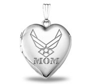 Sterling Silver Air Force Mom Heart Locket