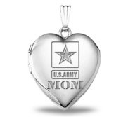 Sterling Silver Army Mom Heart Locket