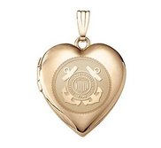 14k Yellow Gold Heart Coast Guard Picture Locket