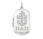 Sterling Silver Navy Dad Dogtag Locket