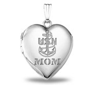 Sterling Silver Navy Mom Heart Locket