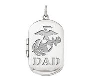 Sterling Silver Marines Dad Dogtag Locket