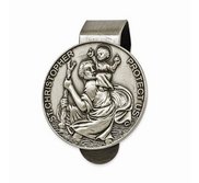 Saint Christopher Round Religious Metal Visor Clip