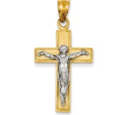 14k Two tone Crucifix Pendant