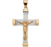 WHITE JADE SQUARE CRUCIFIX